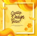 Yellow liquid abstract poster design 3d style