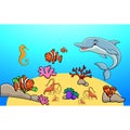 Basic RGBCartoon tropical fish with Beautiful Underwater World Royalty Free Stock Photo