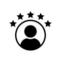 Customer experience vector icon . 5 star satisfaction rating vector icon. rating icon. 5 star work experience symbol.