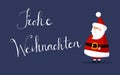 Santa Claus Vector with `Merry Christmas` wishes as `Frohe Weihnachten` In german language on the right