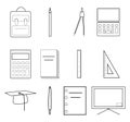Basic school supplies, icon icon