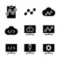 Basic search engine optimization icon include clipboard, list, cart, link, dot, up, cloud, data, storage, code, computer, website