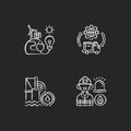 Basic services chalk white icons set on black background Royalty Free Stock Photo