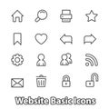 Basic set of website icons, contour flat