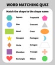 Basic Shapes Matching Quiz. Learning 2D shapes for children