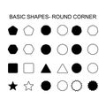 Basic shapes - round corner set icon, vector geometrical collection. vector illustration sign isolated on white background Royalty Free Stock Photo