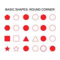 Basic shapes - round corner set icon, vector geometrical collection. vector illustration sign isolated on white background Royalty Free Stock Photo