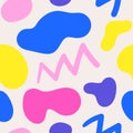 Basic shapes seamless pattern in doodle style