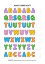 Basic skills practice worksheet - sequential pattern recognition with alphabet letters