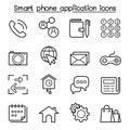 Basic Smart phone Application icon set in thin line style Royalty Free Stock Photo