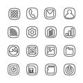 Basic smartphone icons line art style