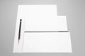 Basic stationery: sheet of paper, two envelopes and pencil