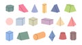 Basic stereometry shapes set with linear elements Royalty Free Stock Photo