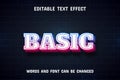 Basic text - neon text effect editable Royalty Free Stock Photo