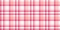 Basic texture fabric check, oilcloth vector seamless pattern. Classy tartan plaid textile background in red and lavender blush Royalty Free Stock Photo