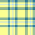 Basic texture seamless pattern, simple background fabric tartan. Revival check textile plaid vector in yellow and cyan colors Royalty Free Stock Photo