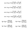 Basic trigonometric identities.Formulas for calculating sums and differences of angles.Education, getting classes, school program Royalty Free Stock Photo