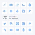 20 Basic Ui Elements Blue Color icon Pack. like arrow. direction. direction. up. filam