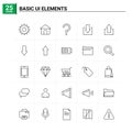 25 Basic Ui Elements icon set. vector background Royalty Free Stock Photo