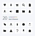 20 Basic Ui Elements Solid Glyph icon Pack like data folder printer person male