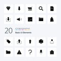 20 Basic Ui Elements Solid Glyph icon Pack like data folder printer person male Royalty Free Stock Photo