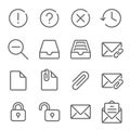 Basic UI icon illustration vector set. Contains such icon as Lock, Unlock, Mail, Inbox, Attached, Information, FaQ, and more. Expa