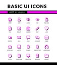 basic ui icons neubrutalism style for ui mobile interface essential collection set icons with shadow