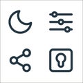 basic ui line icons. linear set. quality vector line set such as lock, share, adjust