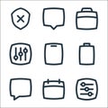 Basic ui line icons. linear set. quality vector line set such as adjust, calendar, chat, battery, device, adjust, suitcase, chat