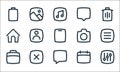 Basic ui line icons. linear set. quality vector line set such as adjust, chat, suitcase, calendar, cross, home, camera, chat,
