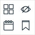 basic ui line icons. linear set. quality vector line set such as bookmark, calendar, hide Royalty Free Stock Photo