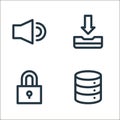 basic ui line icons. linear set. quality vector line set such as database, padlock, download Royalty Free Stock Photo