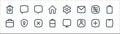 Basic ui line icons. linear set. quality vector line set such as device, user, half battery, suitcase, adjust, chat, setting, chat