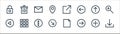 basic ui line icons. linear set. quality vector line set such as download, right, bottom right, back, up arrow, email, export,