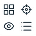 basic ui line icons. linear set. quality vector line set such as list, view, focus