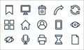 basic ui line icons. linear set. quality vector line set such as new file, printer, hide, hourglass, microphone, menu, smartphone