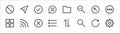 basic ui line icons. linear set. quality vector line set such as settings, zoom, list, open menu, top left, checklist, folder, Royalty Free Stock Photo