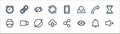 basic ui line icons. linear set. quality vector line set such as silent, eye, user interface, printer, arrow right, hide,