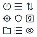 basic ui line icons. linear set. quality vector line set such as view, list, folder, lock, shield, focus, exchange, list