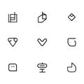 Basic UI Line Icons for Social, Action and Interface Elements Royalty Free Stock Photo