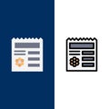 Basic, Ui, Manu, Document  Icons. Flat and Line Filled Icon Set Vector Blue Background Royalty Free Stock Photo