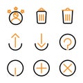 Basic user interface icon set outline include cancel, close, delete, minus, accept, check, success, share, social, link, media, Royalty Free Stock Photo