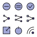 Basic user interface icon set outline include network, connection, internet, setting, gear, configuration, option, close, padlock, Royalty Free Stock Photo