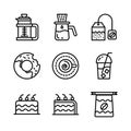 Basic vector coffee icon include coffee, drink, press, french, dipper, drip, bag, fresh, cake, dessert, donuts, food, cappuccino,