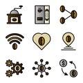 Basic vector coffee icon include grinder, cafe, machine, vending, drink, link, restaurant, pin, shop, location, setting, network,