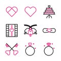 Basic vector wedding icon include love,cake,film,bell,tie,key,ring