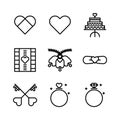 Basic vector wedding icon include love,cake,film,bell,tie,key,ring