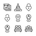 Basic vector wedding icon include photo,house,key,lock,pin,bed Royalty Free Stock Photo