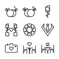 Basic vector wedding icon include ring,rose,flower,tie,camera,chair