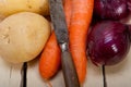 Basic vegetable ingredients carrot potato onion